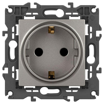 Розетка ЭРА Elegance 14-2102-16 2P+E Schuko со шторками 16А-250В титан Эра Б0065806