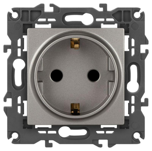 Розетка ЭРА Elegance 14-2102-16 2P+E Schuko со шторками 16А-250В титан Эра Б0065806