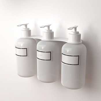 Держатель дозатора для жидкого мыла и шампуней на 3 флакона настенный бел. Rexant 38-0702