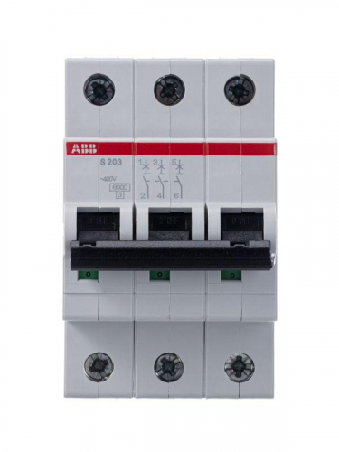 Выключатель автоматический модульный 3п C 10А 6кА S203 C10 ABB 2CDS253001R0104