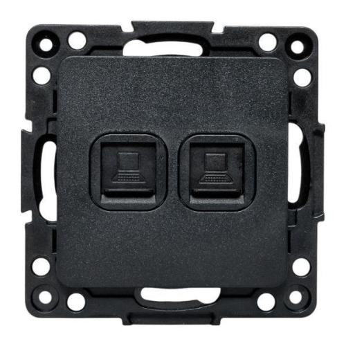 Розетка компьютерная 2-м Стокгольм RJ-45 механизм черн. EKF EZK02-035-10