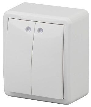 Выключатель 2-кл. ОП Эра Эксперт 10А IP20 11-1205-01 250В 10AX с подсветкой бел. Эра Б0020666