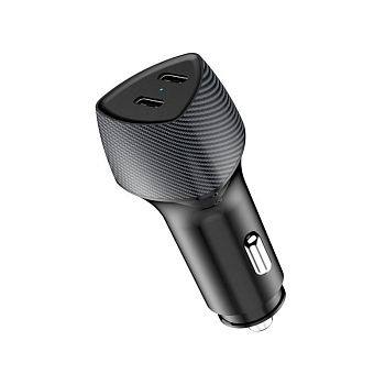 Устройство зарядное автомобильное с двумя портами USB-C PD + USB-C PD 40Вт со световой индикацией черн. Rexant 16-0244