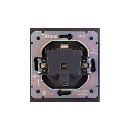 Розетка 1-м СП STRONG MIELE 16А с заземл. защ. шторки антрацит Kranz KR-78-0701-5