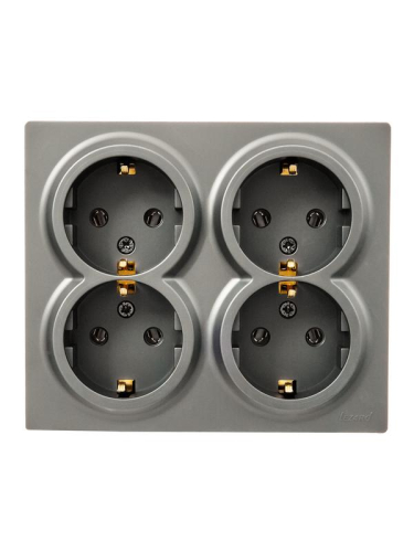 Розетка 4-м ОП LETO с заземл. закрытый корпус ПБТ платина LEZARD 752-3500-127BDP