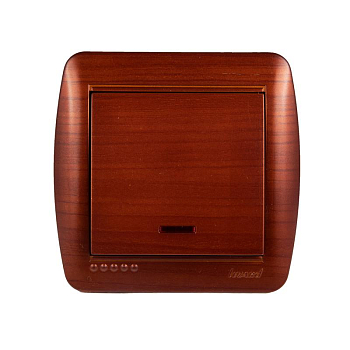 Выключатель 1-кл. ОП Demet 10А IP20 с подсветкой махагон LEZARD 711-0500-111