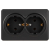 Розетка 2-м ОП Эксперт 11-2205-05 16А IP20 250В 2х2P+E Schuko с заземл. антрацит Эра Б0063047