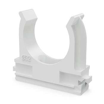 Держатель для труб (клипса) d32мм полистирол бел. (уп.25шт) Промрукав PR.02732б