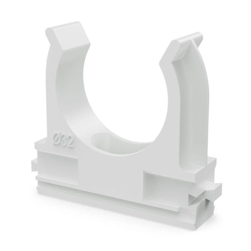 Держатель для труб (клипса) d32мм полистирол бел. (уп.25шт) Промрукав PR.02732б