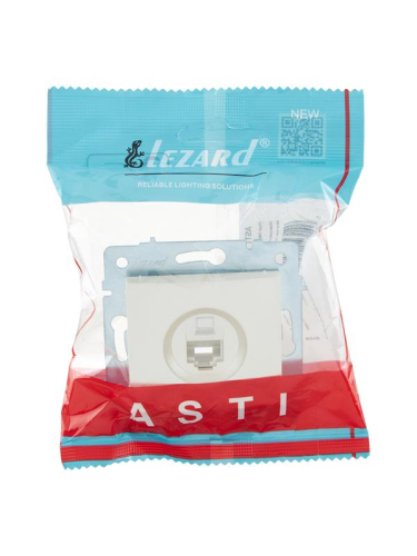 Розетка компьютерная 1-м СП ASTI IP20 RJ45 механизм Cat 5e жемчуж./бел. перламутр. LEZARD 7081-3088-139