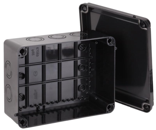 Коробка Тусо распаячная для ОП 300х220х120мм без гермовводов УХЛ1 IP67 черн. Ruvinil 67068Ч