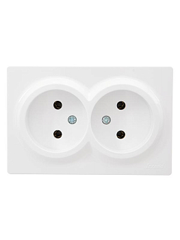 Розетка 2-м ОП LETO без заземл. закрытый корпус ПБТ бел. LEZARD 752-0200-128B