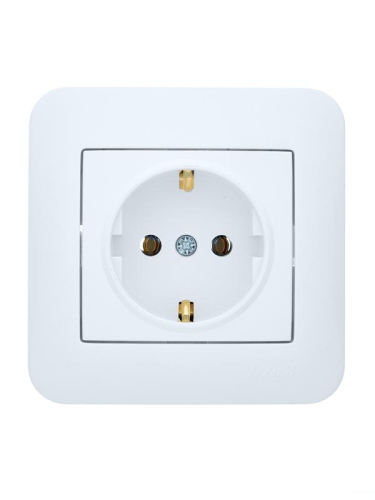 Розетка 1-м СП ASTI 16А IP20 с заземл. термопласт в сборе бел. LEZARD 7081-0202-122B