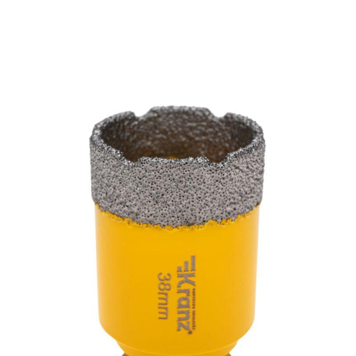 Коронка алмазная профессиональная по керамограниту и железобетону М14 вакуумное спекание 38мм для УШМ Kranz KR-92-1018