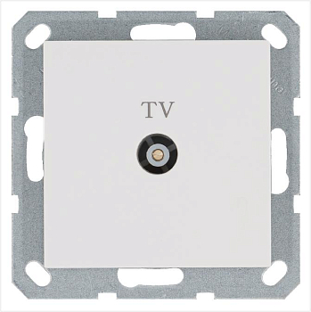 Розетка телевизионная оконечная TV Ф9.5мм механизм бел. глянцевый Jasmart G6001W