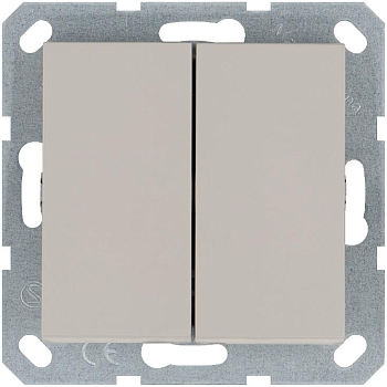 Кнопка 2-кл. 10А IP20 с переключающим контактом механизм тауп Jasmart G3020T