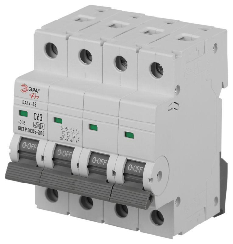 Выключатель автоматический 4п C 63А 4.5кА ВА47-63 PRO ЭРА Б0059445