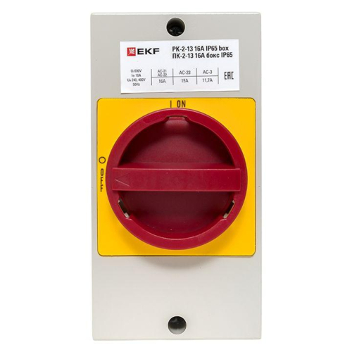 Переключатель кулачковый ПК-2-13 16А 3п "ВКЛ-ВЫКЛ" с блокировкой в боксе IP65 PROxima EKF pk-2k-13-16-a65