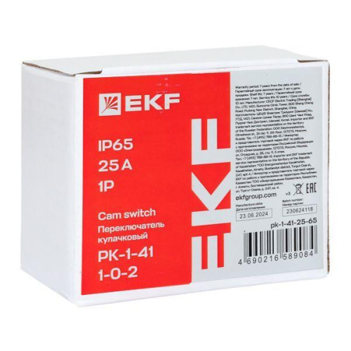 Переключатель кулачковый ПК-1-41 1п 25А "1-0-2" IP65 EKF pk-1-41-25-65