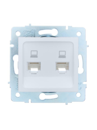 Розетка компьютерная 2-м СП ASTI IP20 RJ45 механизм бел. LEZARD 7081-0288-141