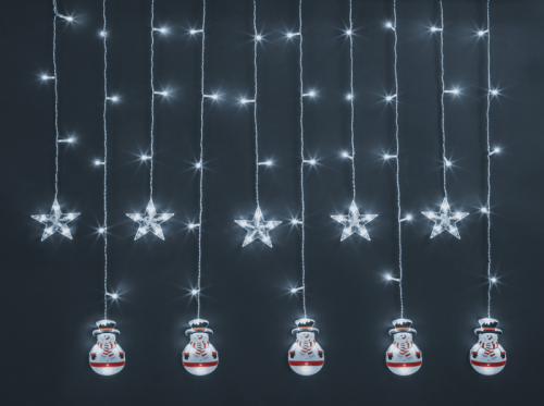 Гирлянда светодиодная "Бахрома" "Звезды и снеговики" 95 025 NGF-D037-02 3х0.6м CW IP20 Navigator 95025