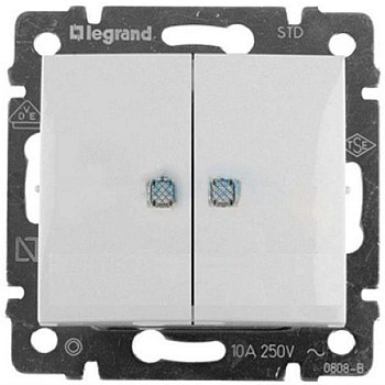 Выключатель 2-кл. СП Valena 10А IP20 с индикацией механизм бел. (DIY-упак.) Leg 694278