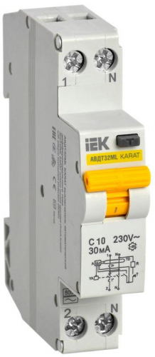 Выключатель автоматический дифференциального тока В 10А 30мА АВДТ32МL KARAT IEK MVD12-1-010-B-030