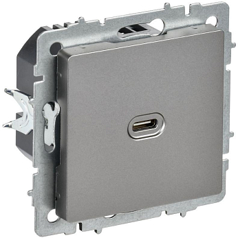 Розетка СП BRITE USB C 65Вт высокоскор. заряд. РЮ12-1-БрС сталь IEK BR-U13-065-K46