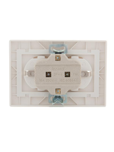 Розетка 2-м СП Mira 16А IP20 с заземл. со вставкой керамика жемчуж./бел. перламутр. LEZARD 701-3030-127