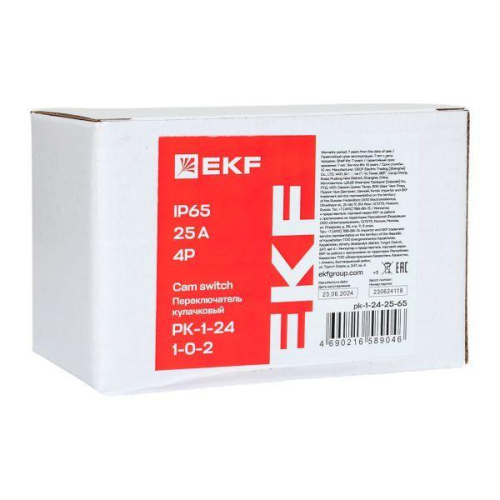 Переключатель кулачковый ПК-1-24 4п 25А "1-0-2" IP65 EKF pk-1-24-25-65