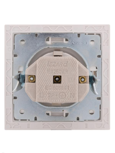 Розетка 1-м СП Rain с заземл. с защ. крышкой керамика жемчуж./бел. перламутр. LEZARD 703-3030-123