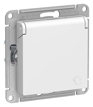 Розетка AtlasDesign с заземл. со шторками с крышкой 16А IP20 механизм лотос SE ATN001346