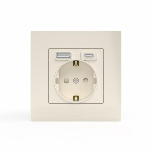 Розетка 1-м СП Pixel с заземл. с 2-мя заряд. устр. USB тип A+C IP20 механизм беж. TOKOV ELECTRIC TKE-PX-R1U2AC-C02