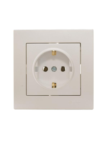 Розетка 1-м СП Vesna с заземл. ПБТ механизм жемчуж./бел. перламутр LEZARD 742-3088-122B