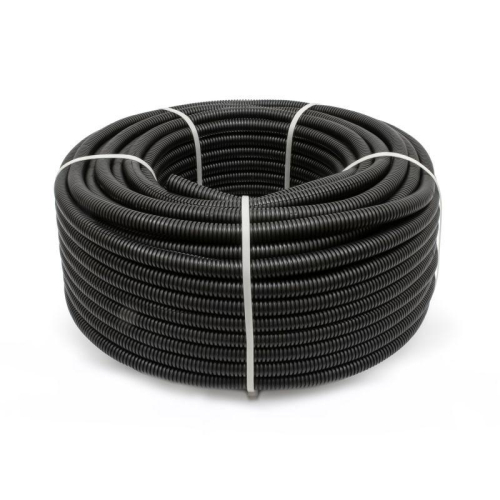 Труба гофрированная ПА dвн 9.8мм dнар 13.2мм негорючая (HF) стойкая к УФ разрезная черн. (уп.50м) Промрукав PR02.0326