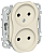 Розетка 2-м СП FLITE РС02-1-ФлСл 10А без заземл. без защ. шторок безвинтовое крепление механизм сливочный IEK FI-R20-10-1-K86
