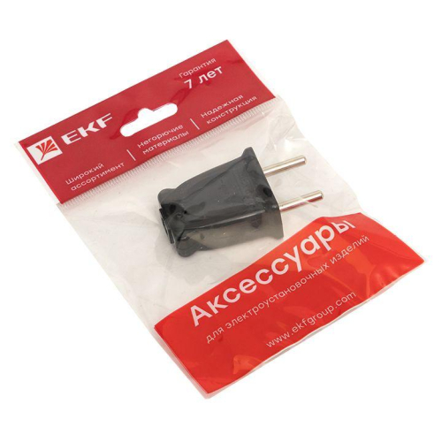 Вилка плоская 10А 250В без заземл. черн. PROxima EKF EKF AVP10-30-rpl