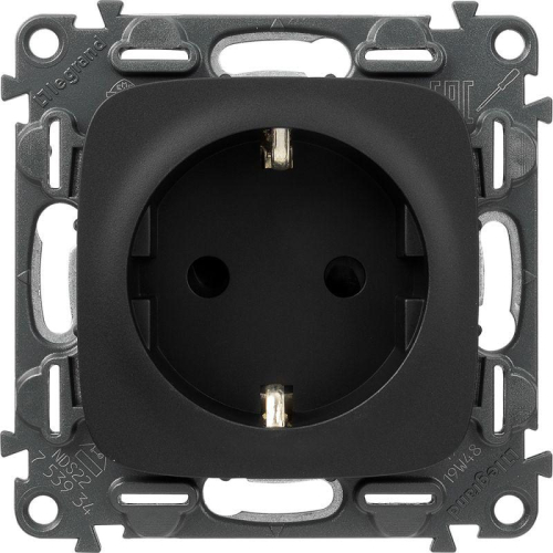 Розетка 1-м СП Valena Allure 16А IP20 250В 2P+E винтов. клеммы с лицев. панелью механизм антрацит Leg 753934