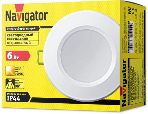 Светильник светодиодный 94 899 NDL-P1-6W-830-WH-LED 6Вт 3000К IP44 (аналог R63 60Вт) Navigator 94899