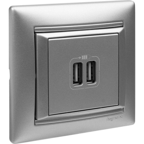 Розетка USB 2-м СП Valena алюм. IEK 770270