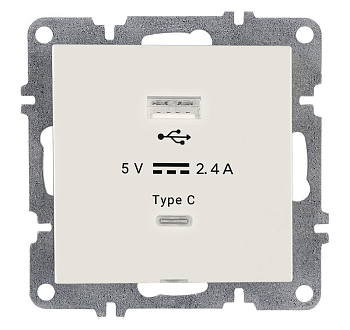 Розетка LAVIN/KAREN USB + TYPE-C механизм бел. ARVIA 50 01 1000 304