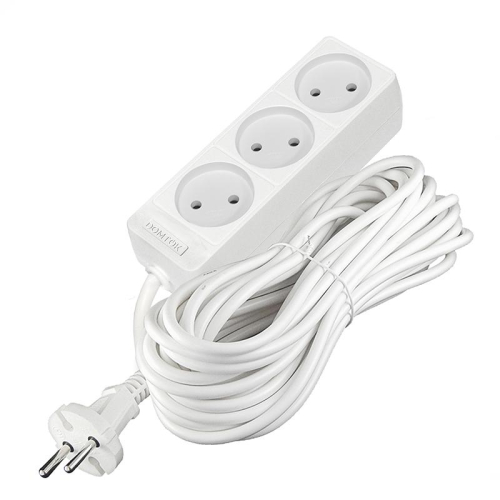 Удлинитель 3х10м без заземл. 10А IP20 2.2кВт ПВС 2х1 бел. DOMTOK 2350