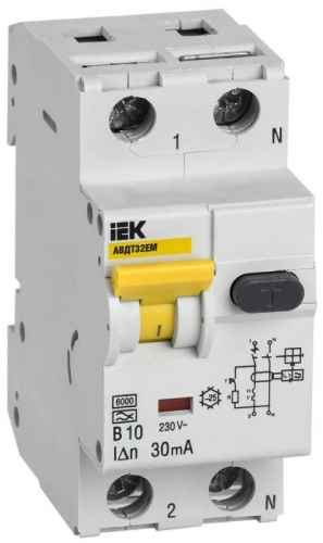 Выключатель автоматический дифференциального тока В 10А 30мА АВДТ32EM IEK MVD14-1-010-B-030