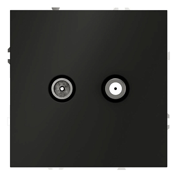 Розетка телевизионная оконечная TV + SAT 2-м СП S70 механизм черн. матов. Voltum VLS060408