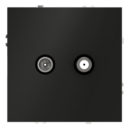 Розетка телевизионная оконечная TV + SAT 2-м СП S70 механизм черн. матов. Voltum VLS060408