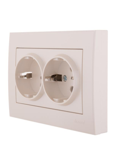 Розетка 2-м СП Rain с заземл. керамика жемчуж./бел. перламутр. LEZARD 703-3030-127