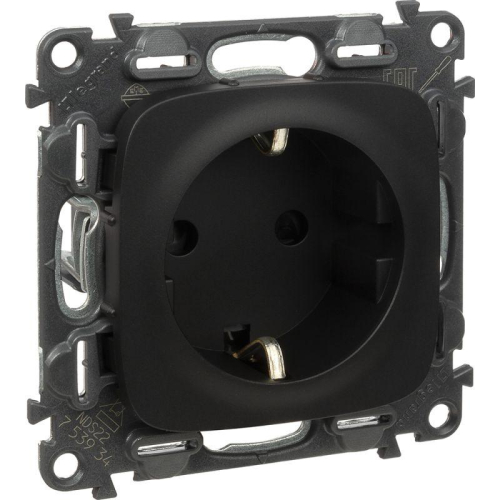 Розетка 1-м СП Valena Allure 16А IP20 250В 2P+E винтов. клеммы с лицев. панелью механизм антрацит Leg 753934