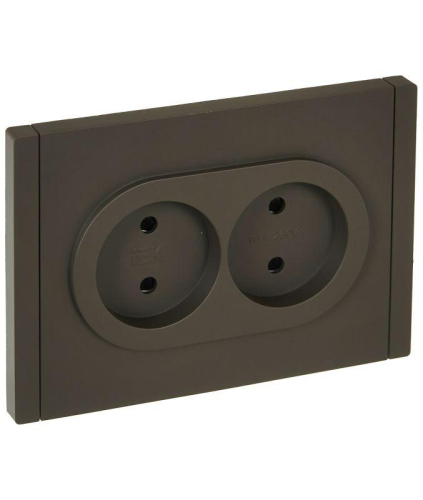 Розетка 2-м СП FORTE&PIANO FP325 10А без заземл. защ. шторки безвинт. крепл. сер. IEK FP-R23-10-1-K03