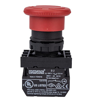 Кнопка-моноблок аварийная (1НО+1НЗ) EMAS MB102E