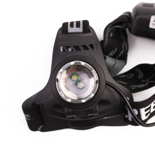 Фонарь налобный аккумуляторный LED5339 3.7В LED+син. LED 5Вт фокус 2 ак. 4 реж USB черн. Ultraflash 15041